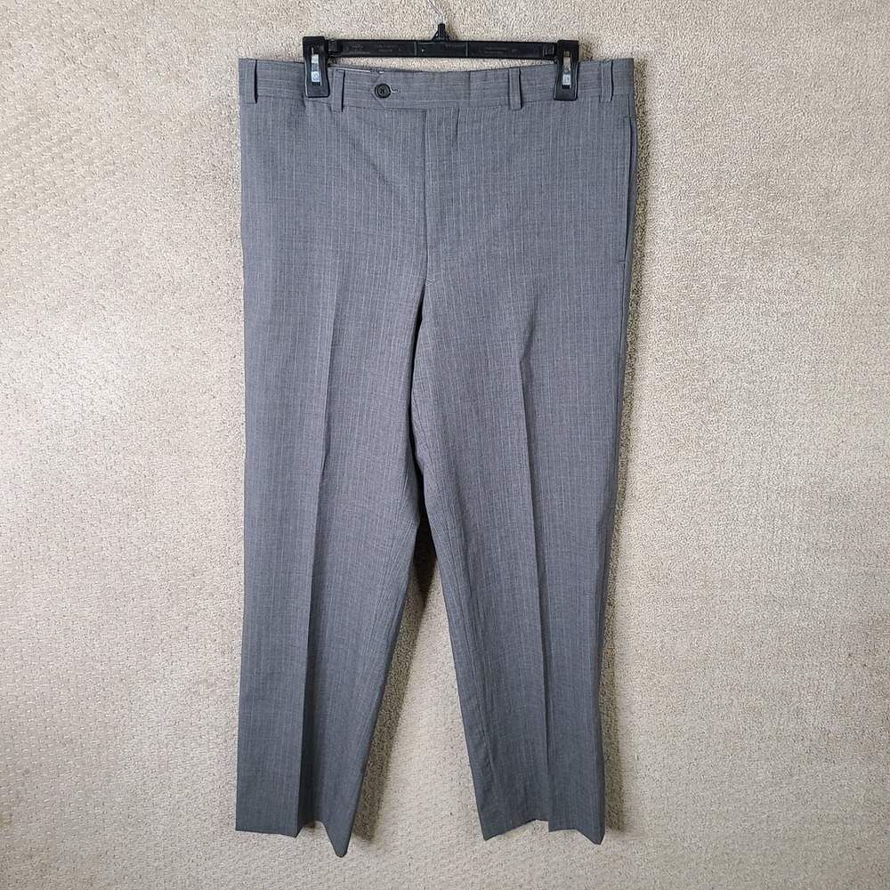 Brooks Brothers Pants Mens 40x34 (34x28) Gray Blue Striped Wool Blend Trousers